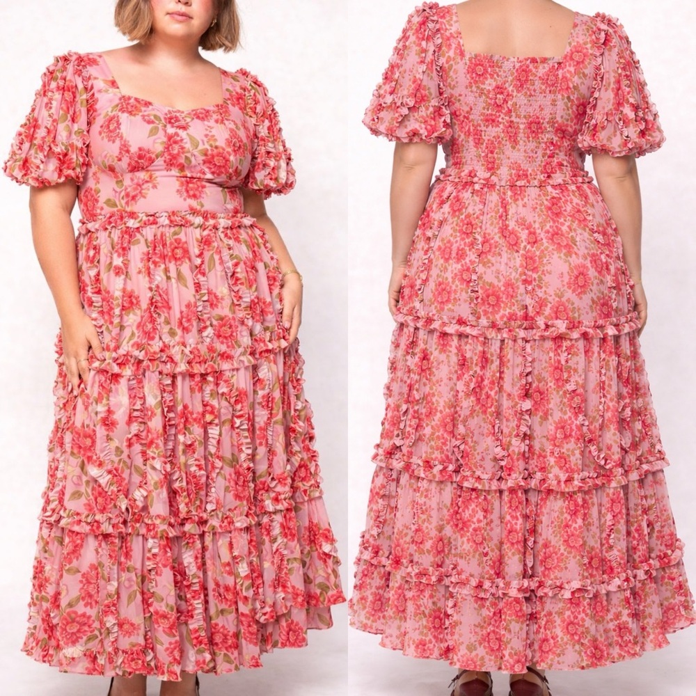 Ivy City pink floral Layla maxi dress size 24W wedding coquette feminine wedding